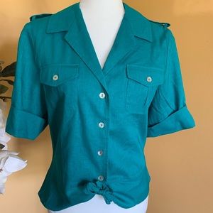 Teal Button Down Shirt for Women